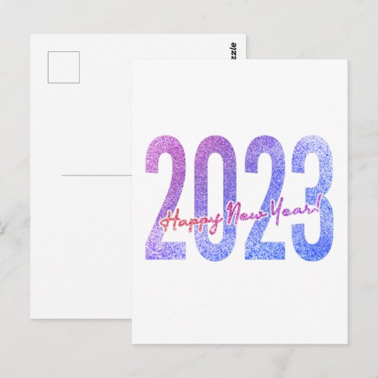 Colorful Glitter Happy New Year 2023 Briefkaart (Voorkant / Achterkant)