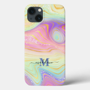 Colorful Glitter Iridescent Marble Agate Hoesje-Ma Case-Mate iPhone Case