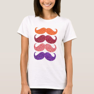 Colorful Glitter Mustache T-shirt