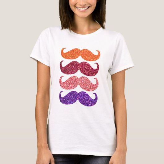 Colorful Glitter Mustache T-shirt (Voorkant)