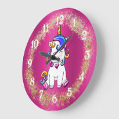 Colorful Glitter Pink Unicorn Grote Klok (Hoek)