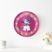 Colorful Glitter Pink Unicorn Grote Klok (Huis)