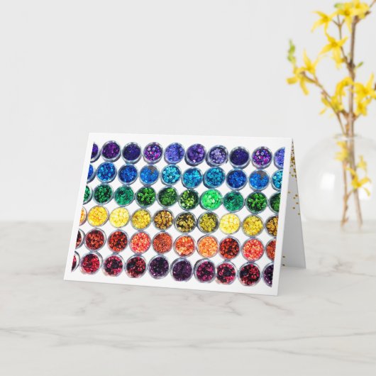 Colorful Glitter Sequin Happy Birthday Celebration Kaart (Gele Bloem)