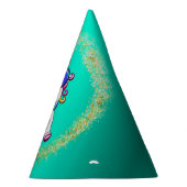 Colorful Glitter Unicorn Birthday Blauwgroen Feesthoedjes (Rechts)