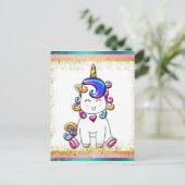 Colorful Glitter Unicorn Birthday Briefkaart (Staand voorkant)