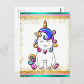 Colorful Glitter Unicorn Birthday Briefkaart (Voorkant / Achterkant)
