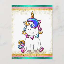Colorful Glitter Unicorn Birthday Briefkaart