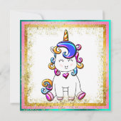 Colorful Glitter Unicorn Kaart (Achterkant)