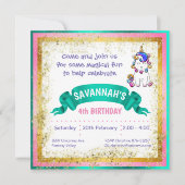 Colorful Glitter Unicorn Kaart (Voorkant)