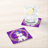 Colorful Glitter Unicorn Paars Kartonnen Onderzetters (Insitu)