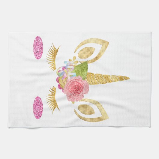 Colorful Glitter Unicorn Theedoek (Horizontaal)