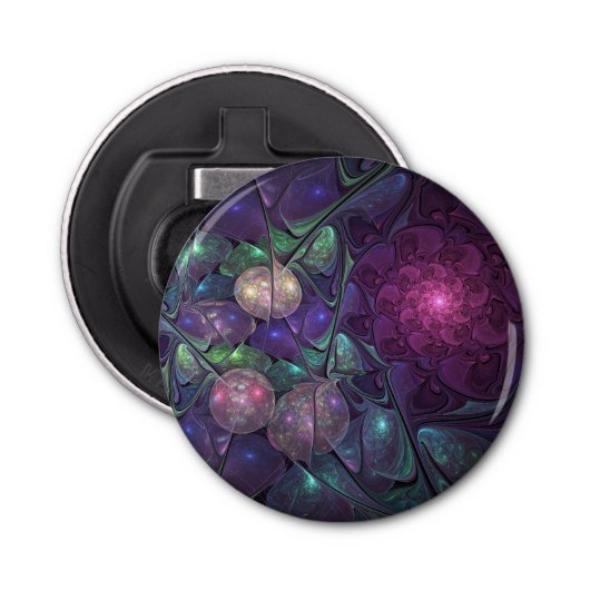 Colorful Glittering Modern Abstract Fractal Art Button Flesopener (Voorkant)