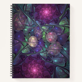 Colorful Glittering Modern Abstract Fractal Art Notitieboek
