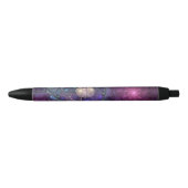 Colorful Glittering Modern Abstract Fractal Art Zwarte Inkt Pen (Voorkant)