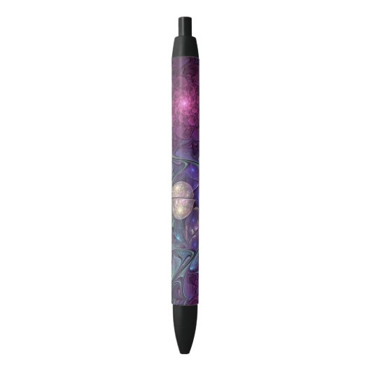 Colorful Glittering Modern Abstract Fractal Art Zwarte Inkt Pen (Voorkant Verticaal)