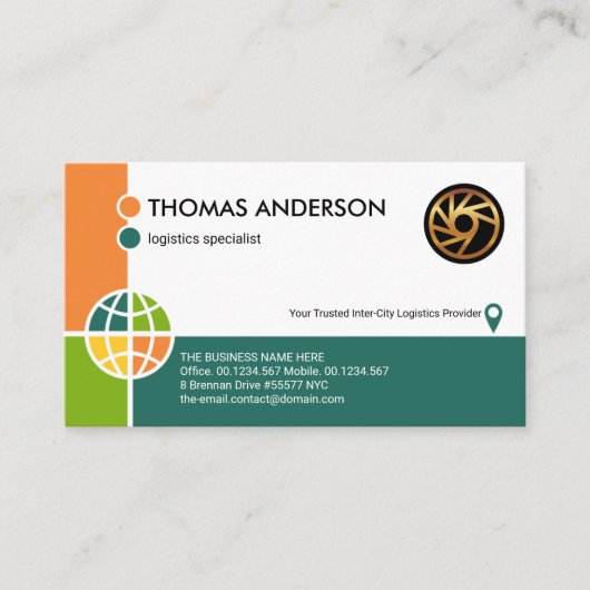 Colorful Global Corner Logistics Manager Visitekaartje (Voorkant)