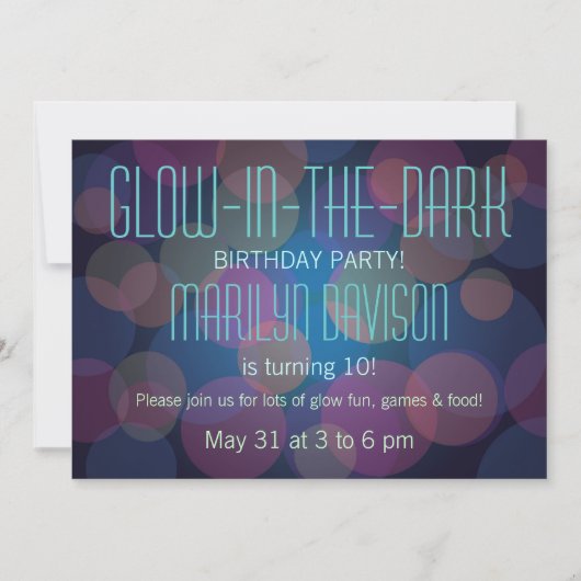 Colorful Glow in the Dark Party Invitation Kaart (Voorkant)