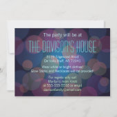 Colorful Glow in the Dark Party Invitation Kaart (Achterkant)