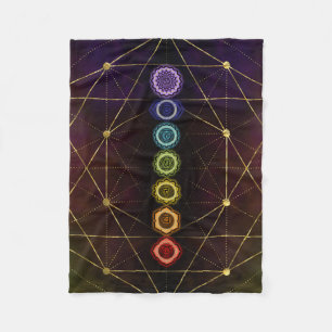 Colorful Glows Chakras Fleece Deken