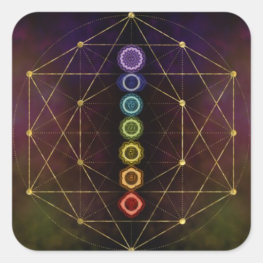 Colorful Glows Chakras Vierkante Sticker (Voorkant)