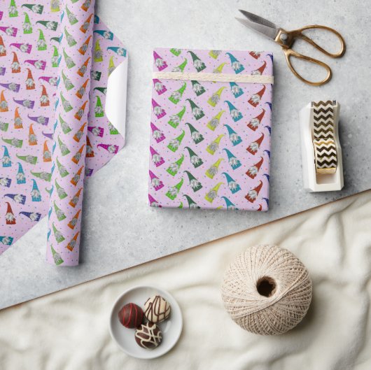 Colorful Gnomen Wrapping Paper Cadeaupapier (Crafts)