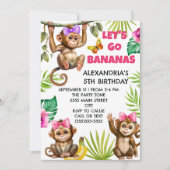 Colorful Go Bananas Monkey Oerwoud Birthday Kaart (Voorkant)