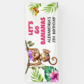 Colorful Go Bananas Monkey Oerwoud Birthday Spandoek (Verticaal)