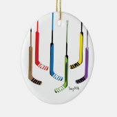 Colorful Goalie Hockey Sticks Keramisch Ornament (Rechts)