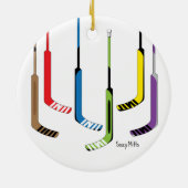 Colorful Goalie Hockey Sticks Keramisch Ornament (Achterkant)