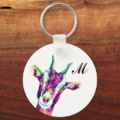 Colorful Goat Pop Art Monogram Sleutelhanger (Achterkant)