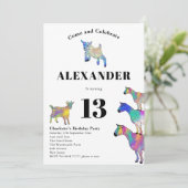 Colorful Goat Thmed Birthday Party Kaart (Staand voorkant)