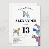 Colorful Goat Thmed Birthday Party Kaart (Voorkant / Achterkant)