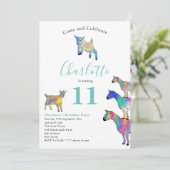 Colorful Goats Birthday Party Kaart (Staand voorkant)