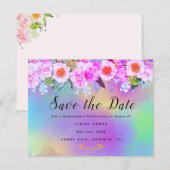 Colorful Gold Quinceañera Sla de datumkaart op Bedankkaart (Voorkant / Achterkant)