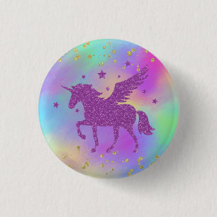 Colorful Gold Specized Magical Unicorn Ronde Button 3,2 Cm