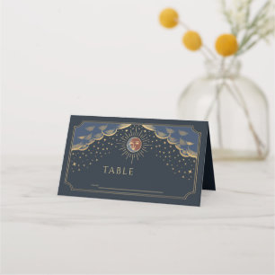 Colorful Gold Sun en Moon Tarot Kaart Wedding Plaatskaartje