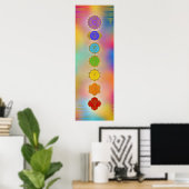 Colorful Golden Chakras compositie Poster (Thuiskantoor)