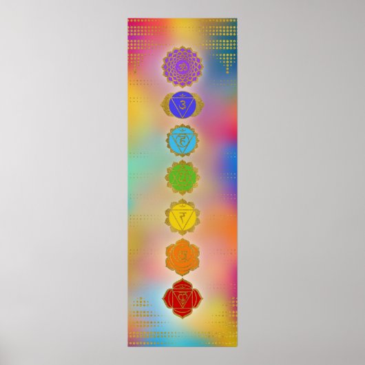 Colorful Golden Chakras compositie Poster (Voorkant)