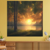 Colorful Golden Hour Lake Forest Canvas Print (Insitu (Woonkamer))