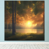Colorful Golden Hour Lake Forest Canvas Print (Insitu (Houten vloer))