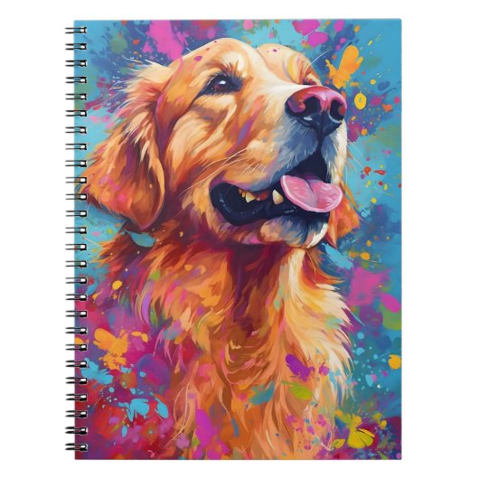 Colorful Golden Retriever Notitieboek (Voorkant)