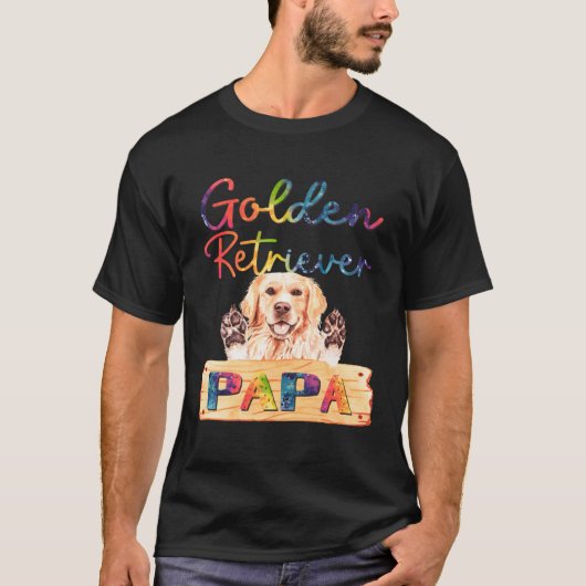 Colorful Golden Retriever Papa  Dog Dad T-shirt (Voorkant)