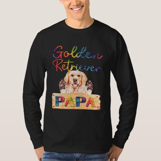 Colorful Golden Retriever Papa  Dog Dad T-shirt (Voorkant)