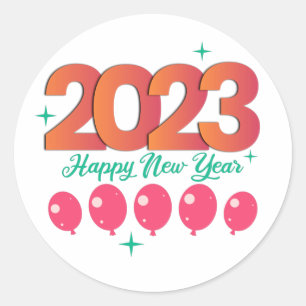 Colorful Gradient 2023 Happy New Year Ronde Sticker