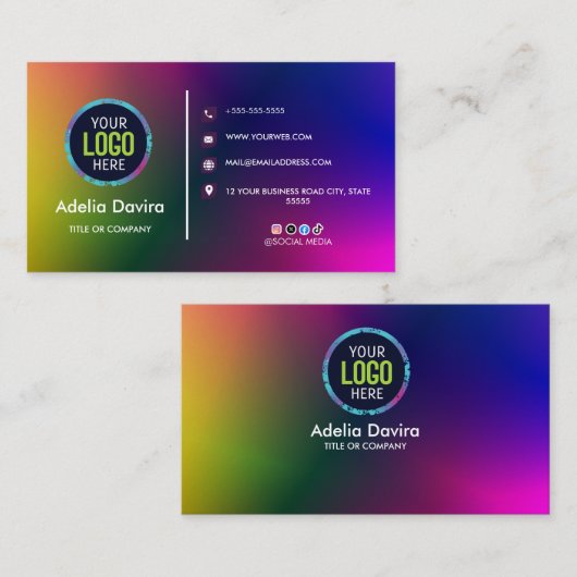 Colorful Gradient Business Card Modern Design Visitekaartje (Voorkant / Achterkant)