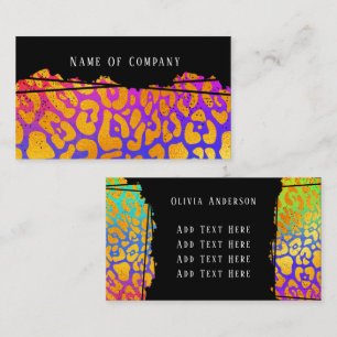 Colorful Gradient Golden Leopard Print Visitekaartje