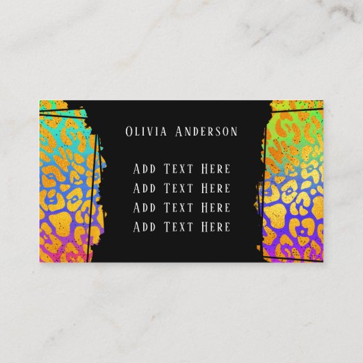 Colorful Gradient Golden Leopard Print Visitekaartje (Achterkant)