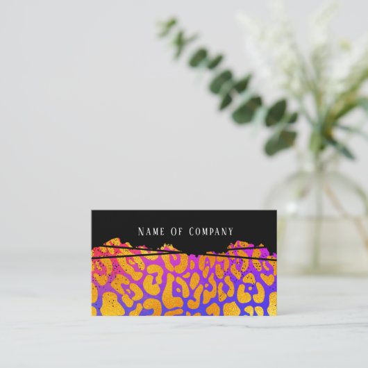 Colorful Gradient Golden Leopard Print Visitekaartje (Staand voorkant)