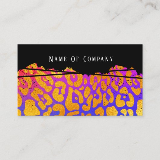 Colorful Gradient Golden Leopard Print Visitekaartje (Voorkant)