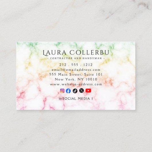 Colorful Gradient Marble Texture  Business Card Visitekaartje (Achterkant)